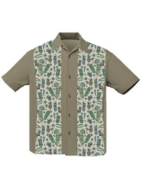 Kurzarmhemd Hula Cocktails Herb Retro Vintage Bowling Shirt Tiki Figur Knpfe
