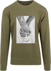 Mister Tee Rundhalspullover Trust 2.0 Crewneck Dunkelgrün/Grün/Beige