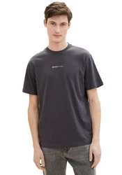 TOM TAILOR Shirt mit Logo Print Dunkelgrau/Grau/Dunkelblau