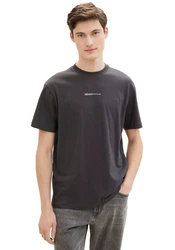 TOM TAILOR Shirt mit Logo Print Dunkelgrau/Grau/Dunkelblau