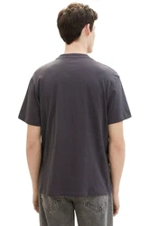 TOM TAILOR Shirt mit Logo Print Dunkelgrau/Grau/Dunkelblau