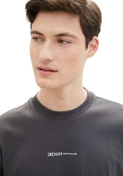 TOM TAILOR Shirt mit Logo Print Dunkelgrau/Grau/Dunkelblau