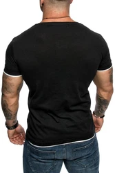 Amaci&Sons Oversize Doppel Farbig Herren Slim-Fit Crew Neck Basic T-Shirt (1-0001) Doppel Farbig