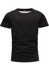 Amaci&Sons Oversize Doppel Farbig Herren Slim-Fit Crew Neck Basic T-Shirt (1-0001) Doppel Farbig