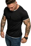 Amaci&Sons Oversize Doppel Farbig Herren Slim-Fit Crew Neck Basic T-Shirt (1-0001) Doppel Farbig