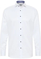 Eterna Langarmhemd Weiß/Creme/Dunkelblau