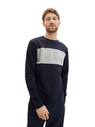 TOM TAILOR Strickpullover CUTLINE Dunkelblau/Grau