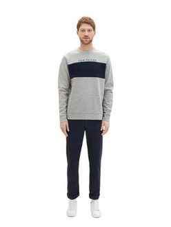 TOM TAILOR Strickpullover CUTLINE Grau/Dunkelblau