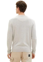 TOM TAILOR Strickpullover Basic Crewneck Knit Khaki/Grau