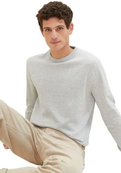 TOM TAILOR Strickpullover Basic Crewneck Knit Khaki/Grau