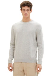 TOM TAILOR Strickpullover Basic Crewneck Knit Khaki/Grau