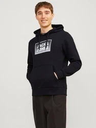 Jack & Jones Kapuzensweatshirt JJSTEEL SWEAT HOOD Dunkelblau/Schwarz/Hellblau