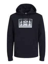 Jack & Jones Kapuzensweatshirt JJSTEEL SWEAT HOOD Dunkelblau/Schwarz/Hellblau
