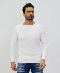 Denim Distriqt Strickpullover Weiß/Creme