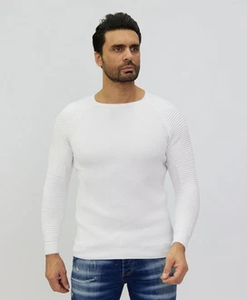 Denim Distriqt Strickpullover Weiß/Creme