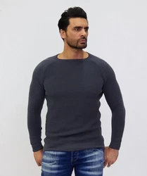 Denim Distriqt Strickpullover Dunkelblau/Dunkelgrau/Grau