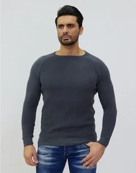 Denim Distriqt Strickpullover Dunkelblau/Dunkelgrau/Grau