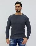 Denim Distriqt Strickpullover Dunkelblau/Dunkelgrau/Grau