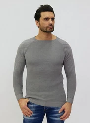 Denim Distriqt Strickpullover Grau/Dunkelgrau/Hellgrau