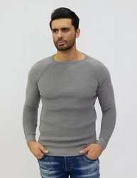Denim Distriqt Strickpullover Grau/Dunkelgrau/Hellgrau