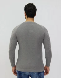Denim Distriqt Strickpullover Grau/Dunkelgrau/Hellgrau