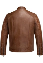 Amaci&Sons Lederjacke EUCLID Herren Biker Jacke Braun/Dunkelbraun/Beige