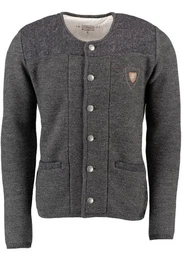 Strickjacke Scava Trachten-Wolljacke mit Rundhalsausschnitt und Emblem auf der Brust
