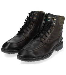 Pantofola d'Oro Stiefelette Leder Schnürstiefelette Dunkelgrün/Dunkelbraun/Braun