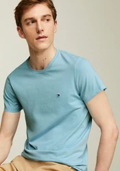 Tommy Hilfiger T-Shirt STRETCH SLIM FIT TEE mit Rundhalsausschnitt Blau/Türkis/Hellblau