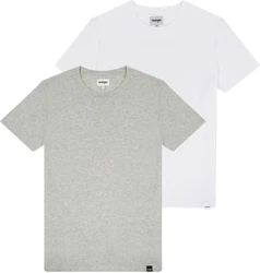 Wrangler T-Shirt T-Shirt 2 Pack Regular Fit (2-tlg) graumeliert/weiß
