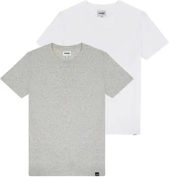 Wrangler T-Shirt T-Shirt 2 Pack Regular Fit (2-tlg) graumeliert/weiß