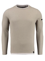 Strickpullover Stefano fr Herren double Layer Look einfarbig krperbetont MSW00153