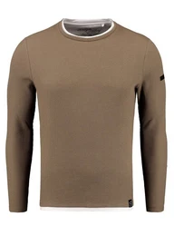 Strickpullover Stefano fr Herren double Layer Look einfarbig krperbetont MSW00153