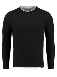 Strickpullover Stefano fr Herren double Layer Look einfarbig krperbetont MSW00153