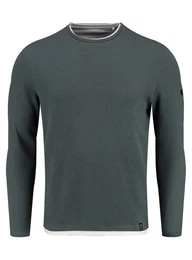 Strickpullover Stefano fr Herren double Layer Look einfarbig krperbetont MSW00153