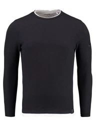 Strickpullover Stefano fr Herren double Layer Look einfarbig krperbetont MSW00153
