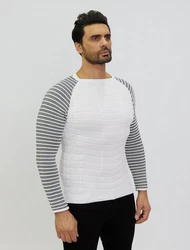 Denim Distriqt Strickpullover Moderner Feinstrick Weiß/Silber