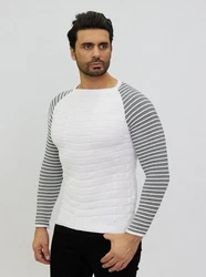 Denim Distriqt Strickpullover Moderner Feinstrick Weiß/Silber