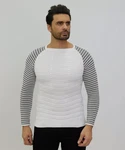 Denim Distriqt Strickpullover Moderner Feinstrick Weiß/Silber