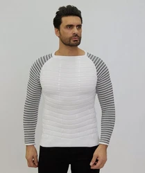 Denim Distriqt Strickpullover Moderner Feinstrick Weiß/Silber