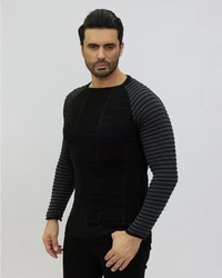 Denim Distriqt Strickpullover Moderner Feinstrick Schwarz/Dunkelblau/Hellblau