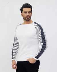 Denim Distriqt Strickpullover Extravaganter Feinstrick Weiß