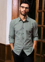 JMIERR Businesshemd Herren Baumwolle Trachtenhemd Oktoberfest Freizeithemd Grün/Dunkelgrün/Türkis