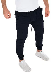 Yazubi Cargohose Elijah Cargo Chino Tapered-Form Dunkelblau/Blau