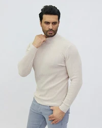 Denim Distriqt Strickpullover Stehkragen Pullover Weiß/Beige/Khaki/Braun