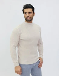 Denim Distriqt Strickpullover Stehkragen Pullover Weiß/Beige/Khaki/Braun