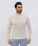 Denim Distriqt Strickpullover Stehkragen Pullover Weiß/Beige/Khaki/Braun