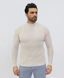 Denim Distriqt Strickpullover Stehkragen Pullover Weiß/Beige/Khaki/Braun
