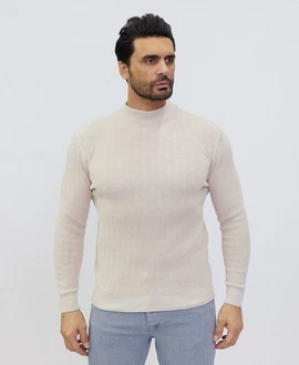 Denim Distriqt Strickpullover Stehkragen Pullover Weiß/Beige/Khaki/Braun