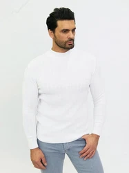 Denim Distriqt Strickpullover Stehkragen Pullover Weiß